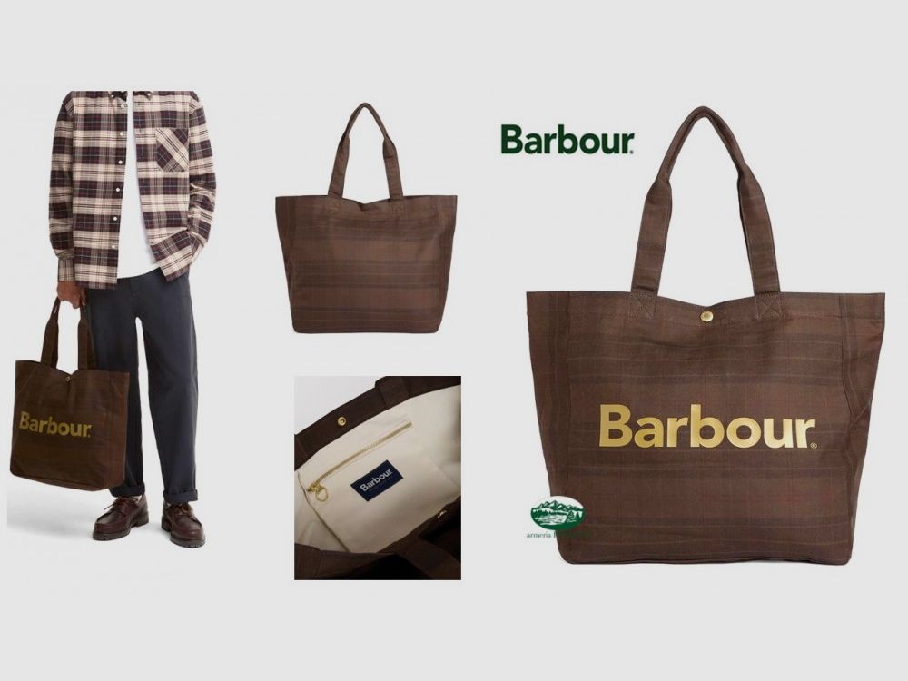 BARBOUR Tote-Bag Telfield in braunem Tartan