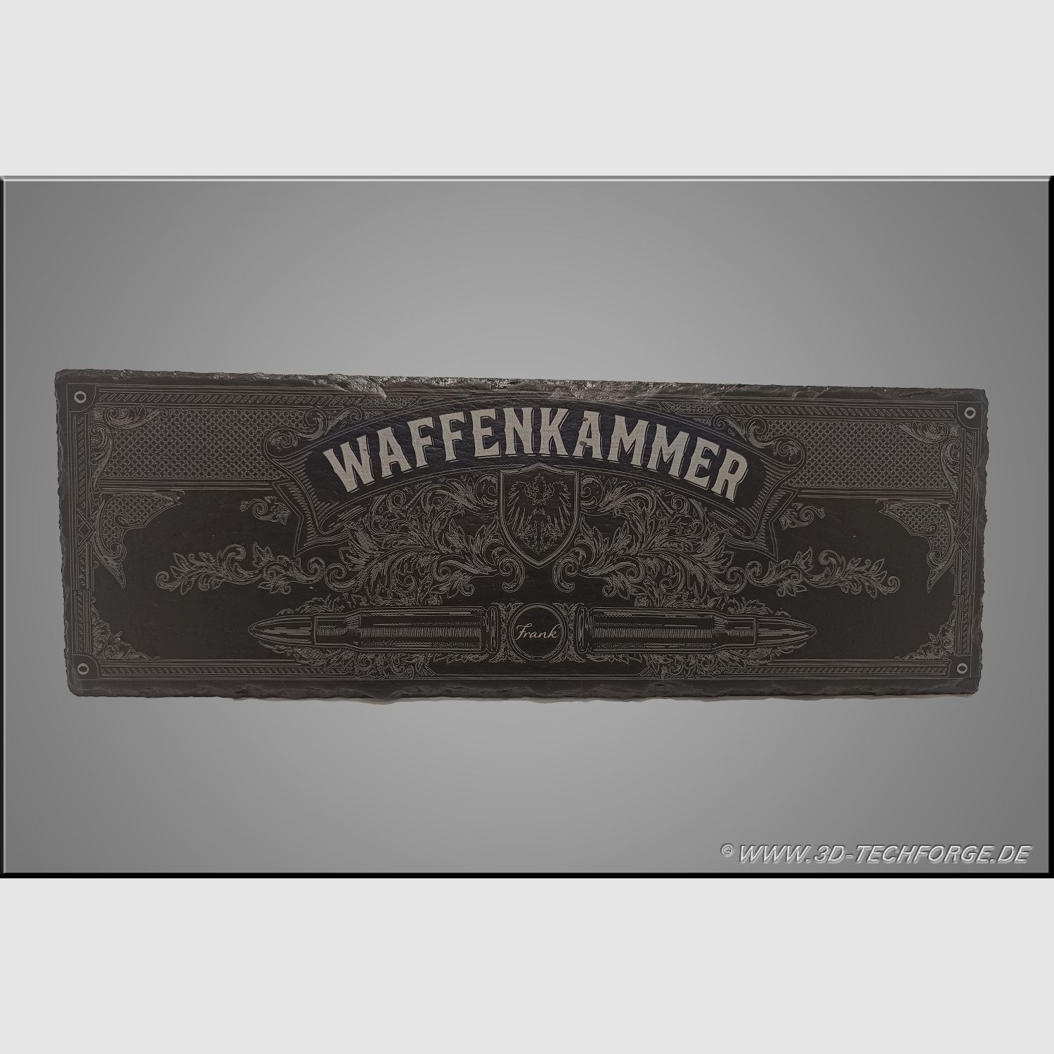 Schieferschild -Waffenkammer (38 x 13cm) – Personalisiert & Wetterfest