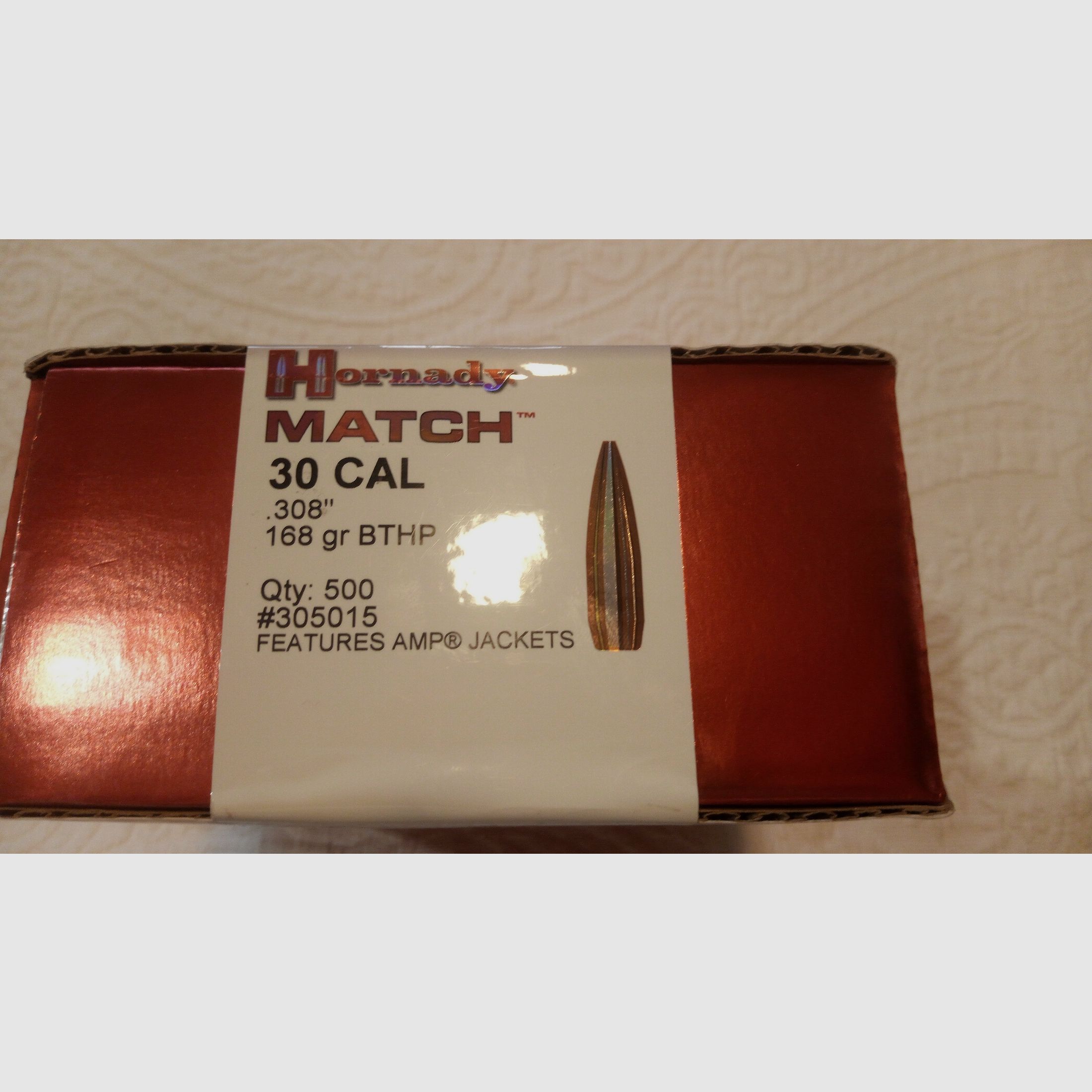 500 Hornady Match HPBT .308 / .30 cal 168 gr bullets NEW in original packaging