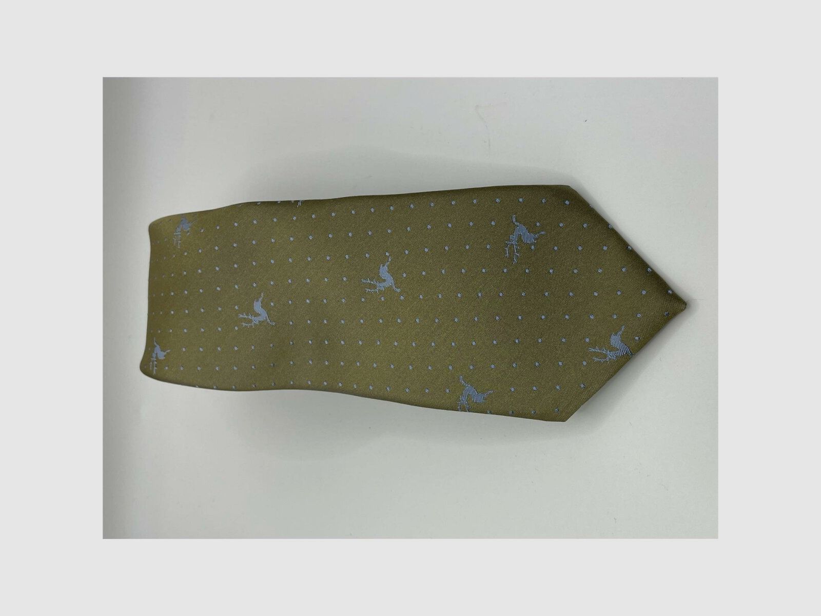Tie olive motif Blue Deer with blue dots