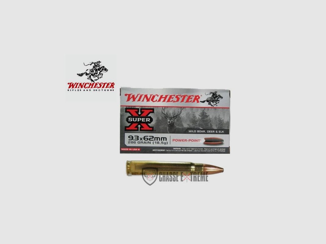 20 cartridges WINCHESTER cal 9.3X62 286gr Power Point
