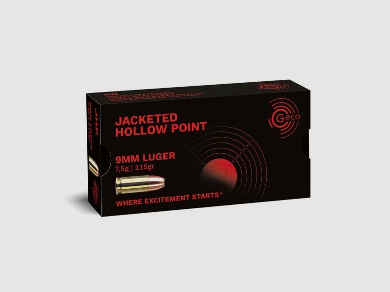 GECO Pistolenmunition 9mmLuger JHP 50 Stk  115grs/7,5g
