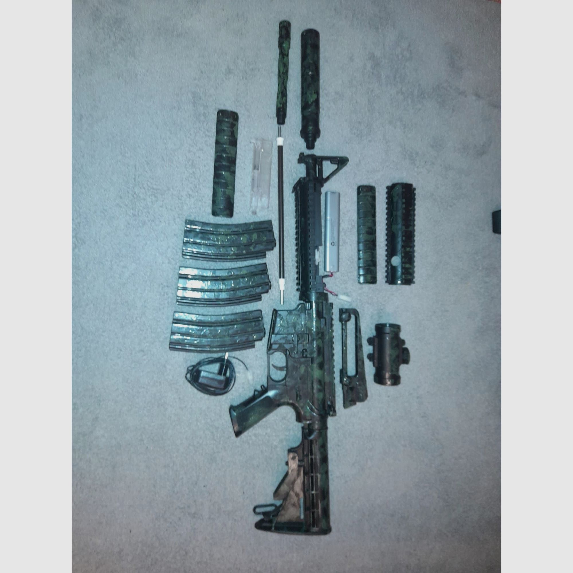 M4 AEG Softair 0.5J GSG Sport-Serie camouflage jungle vert ensemble complet