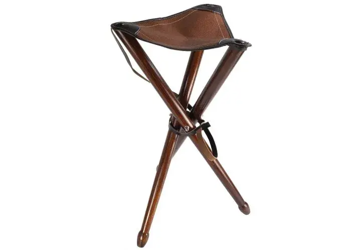 Trépied Januel en Bois 65 cm avec Dessus en Cuir, image 2 sur 2