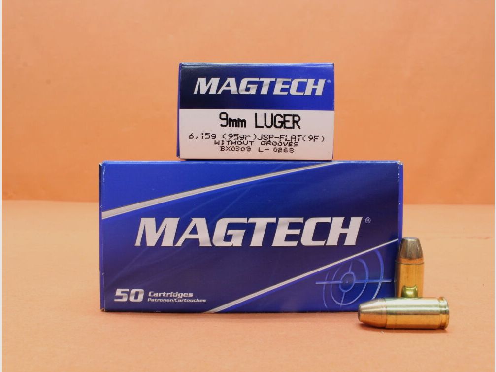 Magtech Patrone 9mmLuger Magtech 95grs JSP-FLAT (9F) VE 50 Patronen/ 6,15g Teilmantel