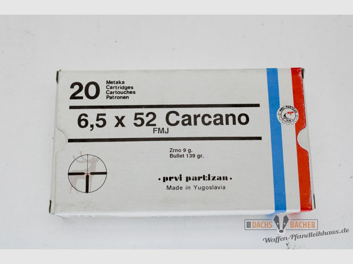 PPU Privi Partizan 6,5x52 Carcano 9,0g/139gr FMJ BT 20 Schuß alte Verpackung