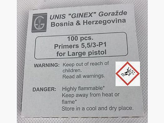 Ginex Inneschi Grande Pistol 5,33mm Boxer 100pz.