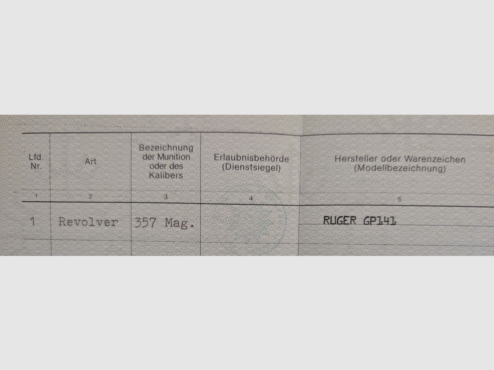 Ruger GP100 (auf Lauf gestempelt) / in WBK geführt als RUGER GP141 – Kal. .357 Magnum – Kat. B