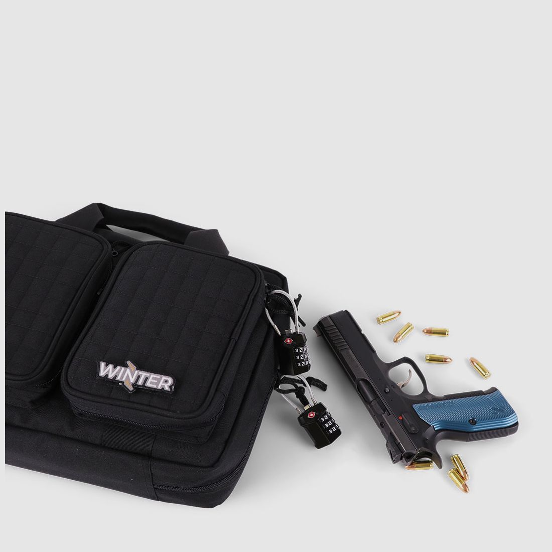 Winter Pistolentasche W8 für 2 Kurzwaffen – 8 Magazinhalter, 1000D, abschließbar (Night)