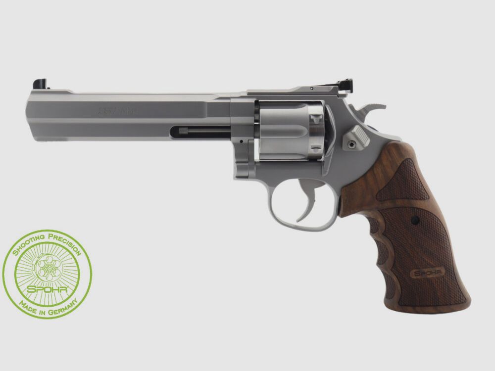 SPOHR L562 Standard 6.0 Stainless 6" Revolver with interchangeable cylinder 9mm Made in Germany