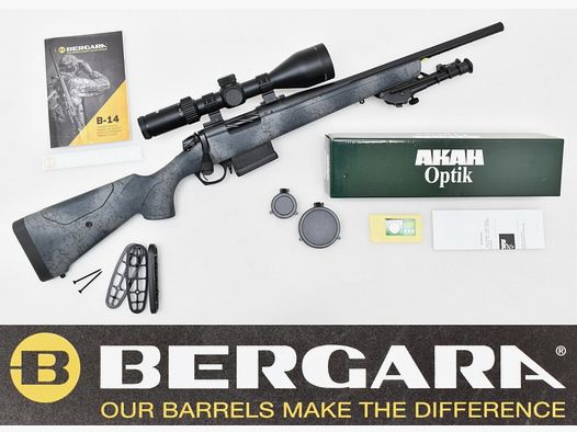 Neu ! BERGARA B14 " EXTREME SIERRA " Repetierer im Kal .223 Rem. mit AKAH ZF 3-12x56 LA4 & Zweibein