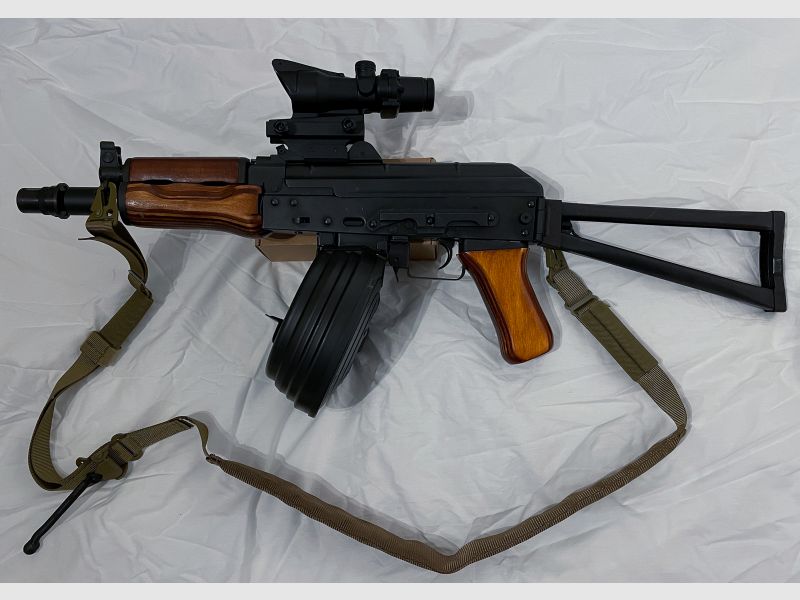 Airsoft Komplettpaket LCT AKS-74UN Upgrade Version 1,6 Joule S-AEG Echtholz