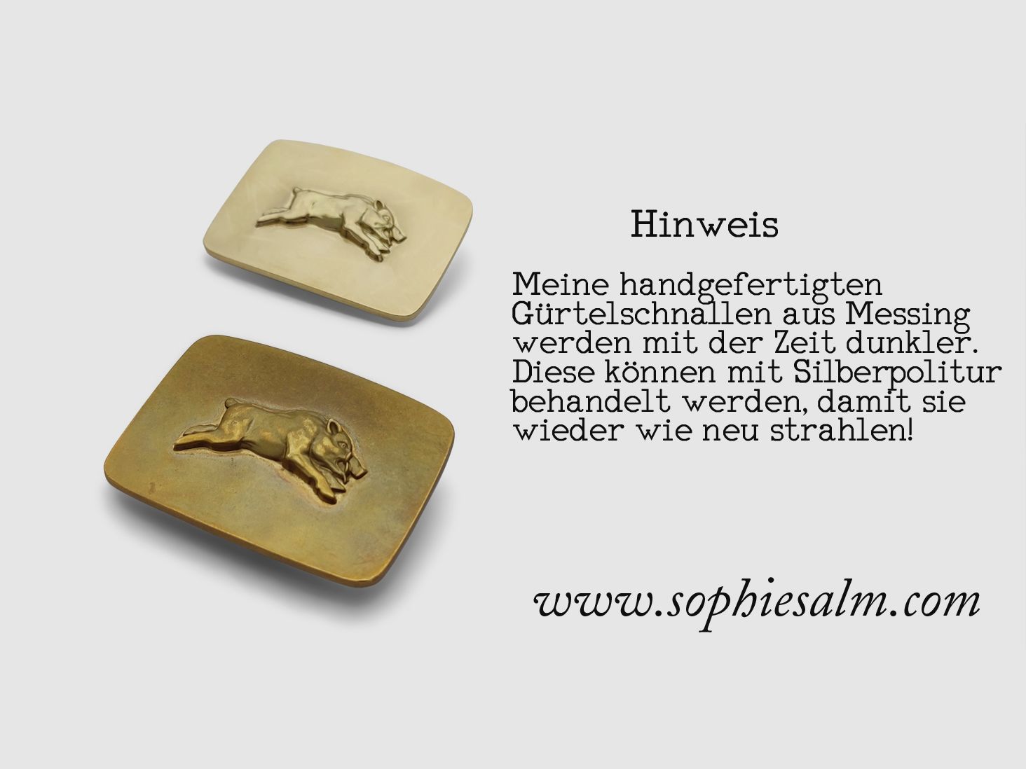 Handgefertigte Gürtelschnalle aus Messing mit Jagdmotiv Keilerkopf