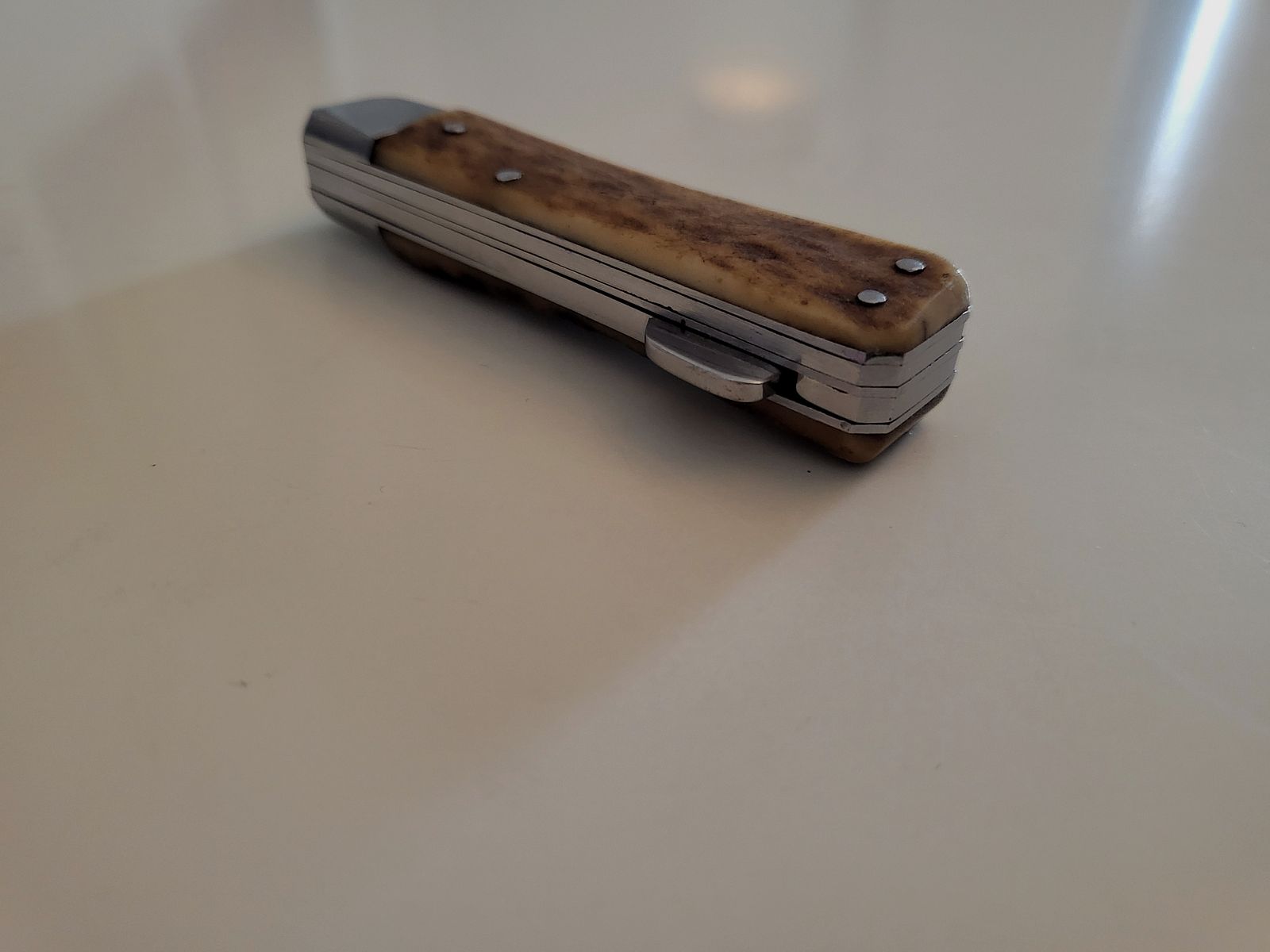 GML Leegebruch Jagdtaschenmesser – Handarbeit – Echtes Hirschhorn – DDR Rarität
