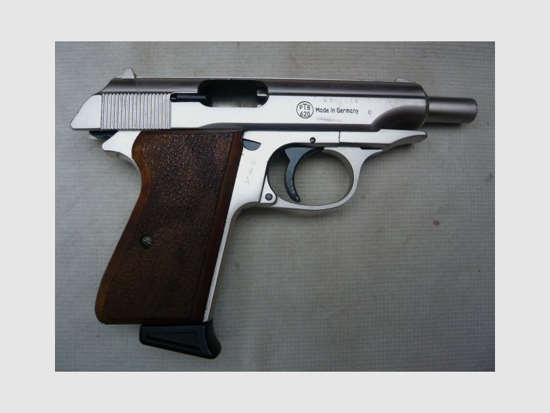 Walther PP pistol cal. 9 mm PAK nickel-plated