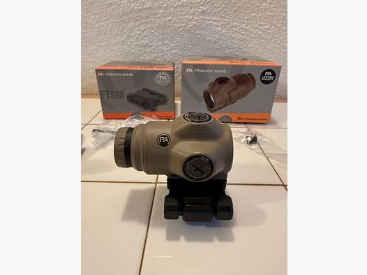 Primary Arms SLx 3x Micro Magnifier FDE con montura Flip to sight FTSM - Estado excelente
