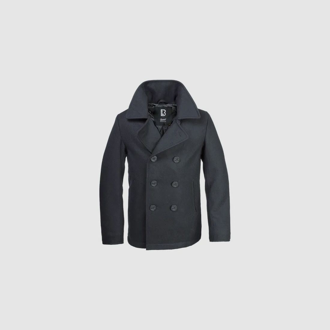 Navy Pea Coat Mantel - Schwarz - Gr. 4XL