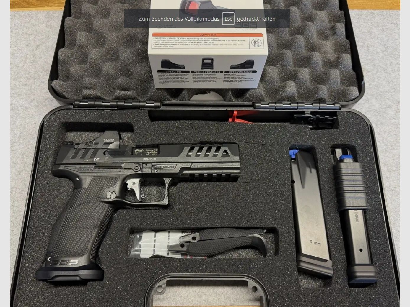 Walther PDP Match OR 5" Full Size en calibre 9mm Luger incluant le point rouge HOLOSUN SCS