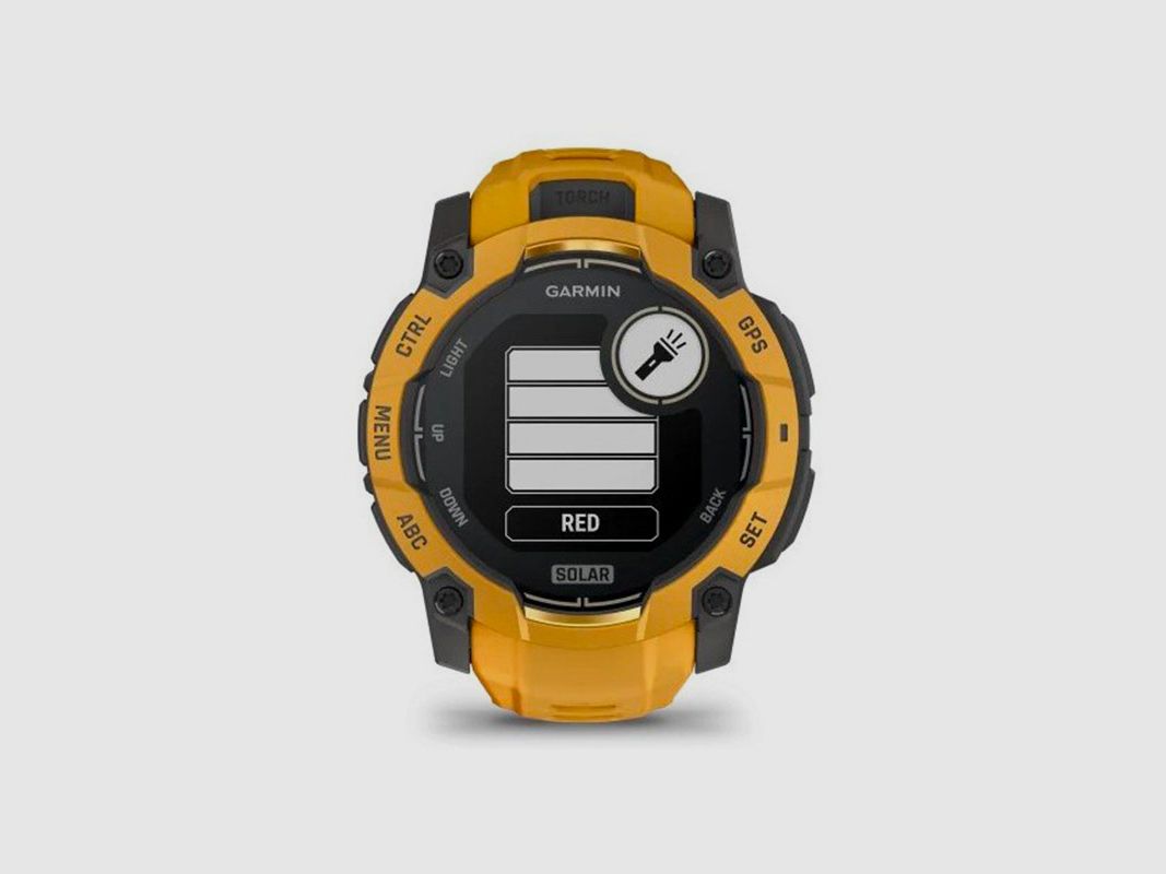 MONTRE – GARMIN – INSTINCT® 3 | 45MM | SOLAR | Sunburst avec bracelet Sunburst/gris | LIMITED EDITION, image 5 sur 9