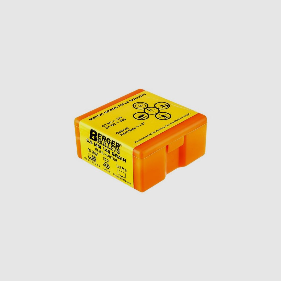 BERGER BULLETS 6.5MM (0.264″) 140GR HYBRID BOAT TAIL 100/BOX