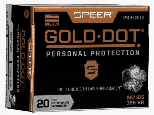 SPEER GOLD DOT - .357SIG 125 GRS - GDHP HOLLOW POINT AMMUNITION - 20 ROUNDS