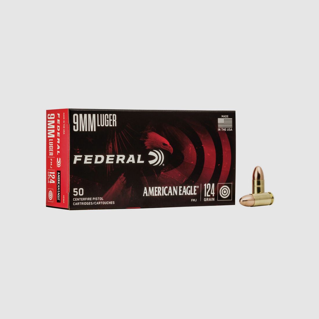 Federal American Eagle 9mm Luger 124GR FMJ 50 cartucce