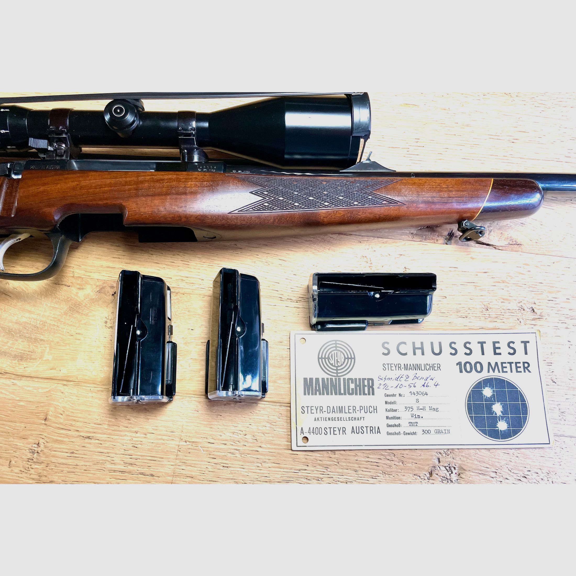 Repetierbüchse Steyr Mannlicher Model S .375 H&H Mag. mit ZF Schmidt & Bender 2,5-10x56 - neuwertig