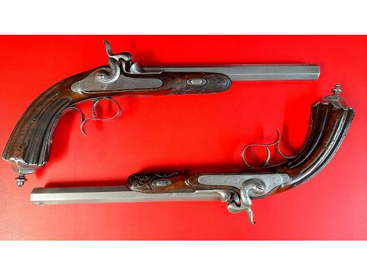 Paar belgischer Percussions Pistolen, Kaliber 12mm