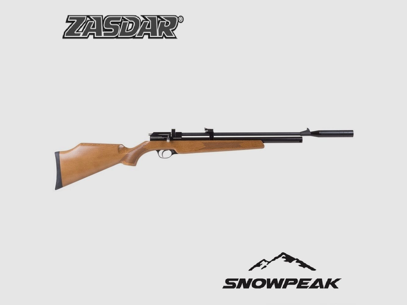 Carabine PCP Snowpeak – Zasdar PR900 GEN 2 cal. 4,5 mm – Modérateur, régulateur et crosse en bois.