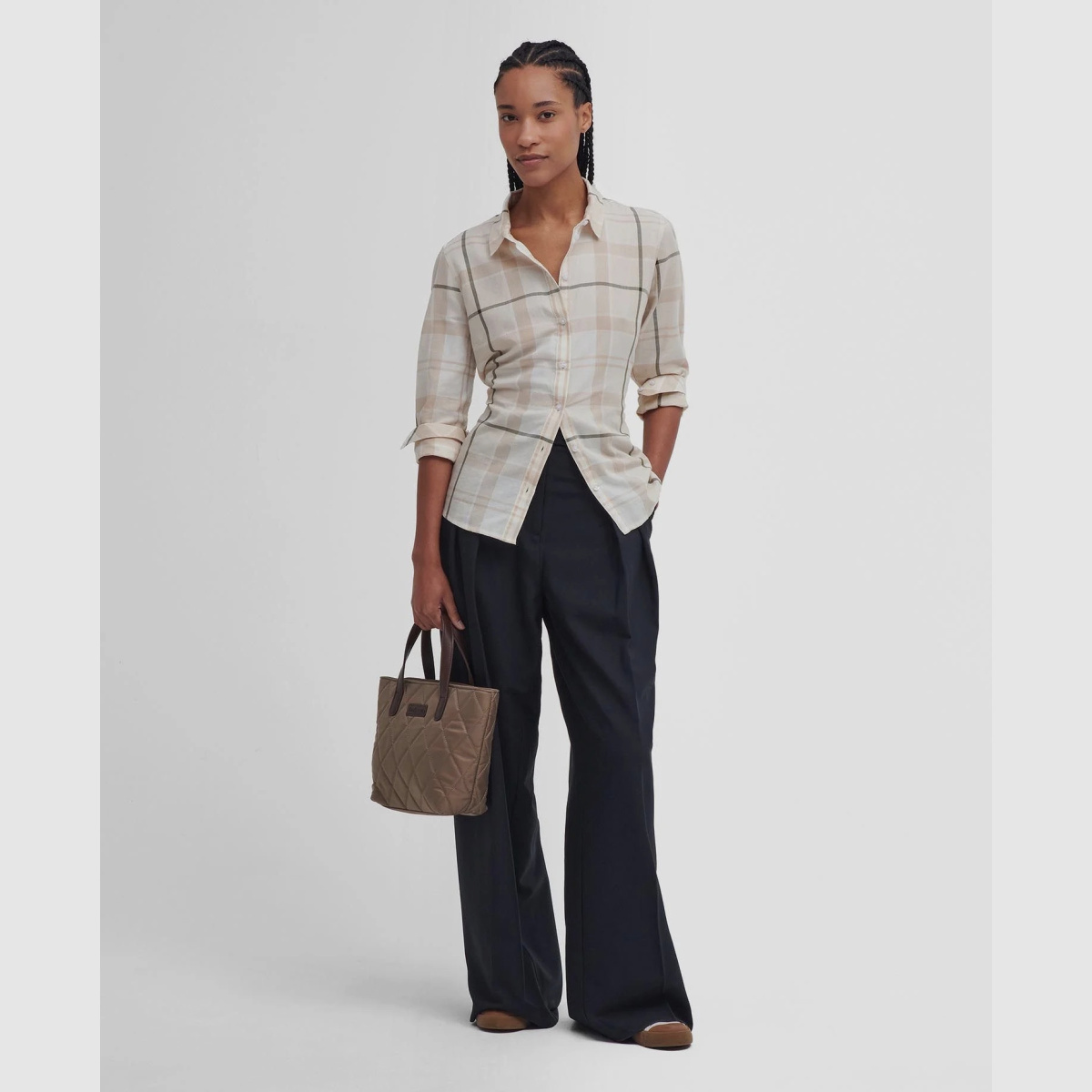 BARBOUR Bluseee Bredon Winter White/Loden Tartan