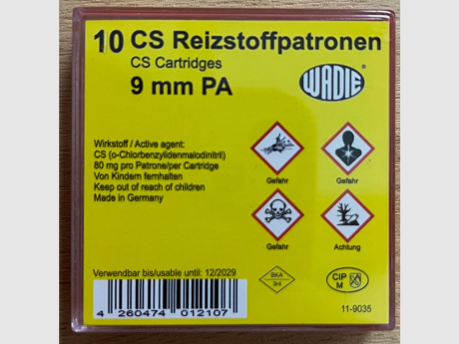WADIE 11-9035 CS Reizstoffpatronen 9mm P.A. CS für Schreckschusswaffen Pyro