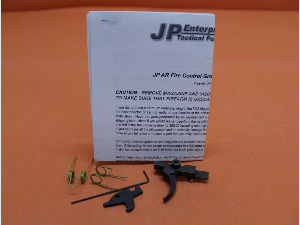 JP Enterprises AR-15: Trigger Assembly Single-Stage JP (JPFC-1) 3-3.5 lb Competition Small Pin .154" w/o Hammer