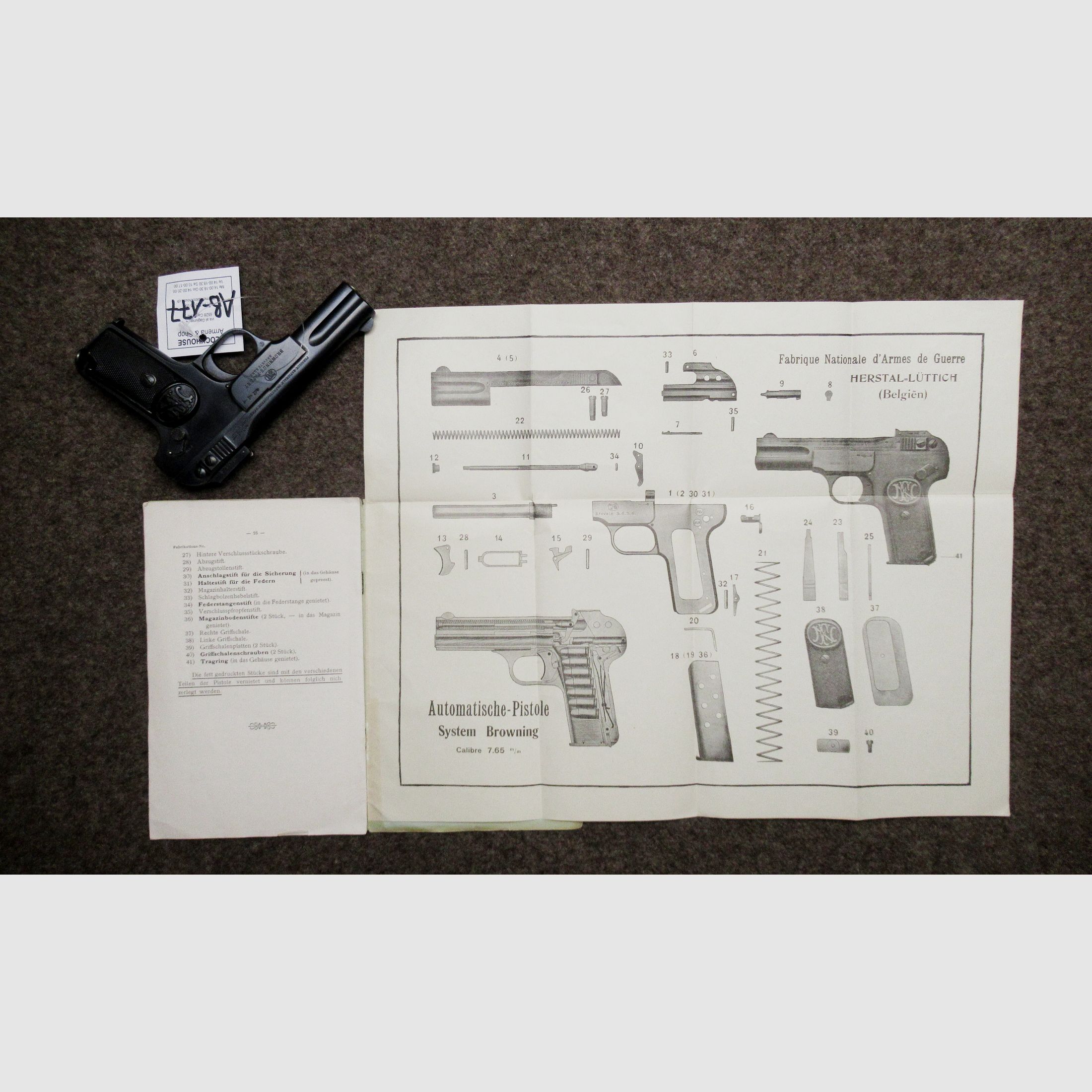 AB-177 pistolet FN mod. 1900 cal. 7.65mm Browning, image 6 sur 6