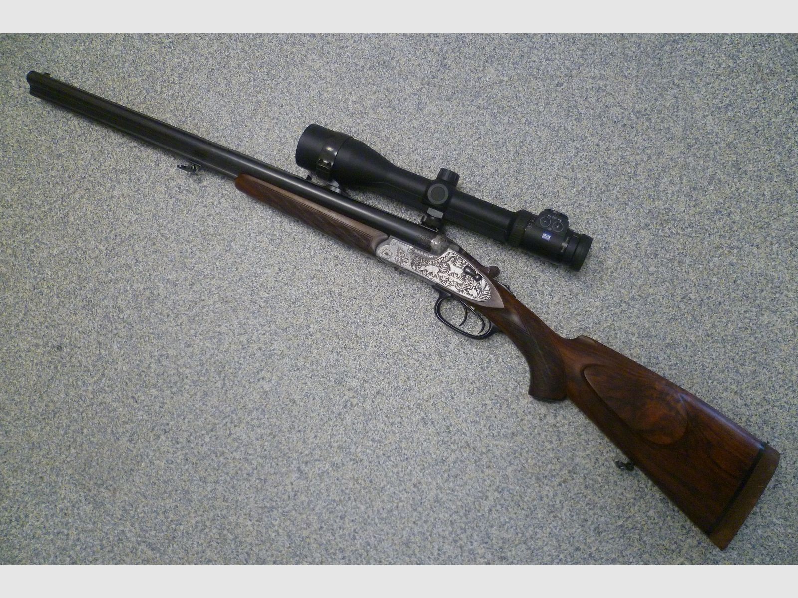 Seitenschloss-Drilling F.W. Heym 16/70 & 7x57R