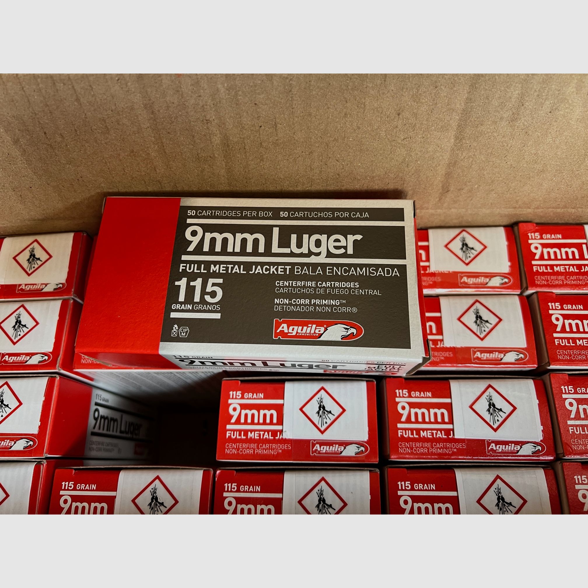 1000 Stück Aguila Standard 9mm Luger (9x19) FMJ 115 grs Pistolenpatronen