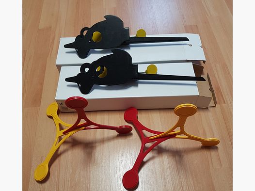 2x silhouette di allenamento Field Target in metallo - motivo con coniglio e 2x bersaglio flip-over