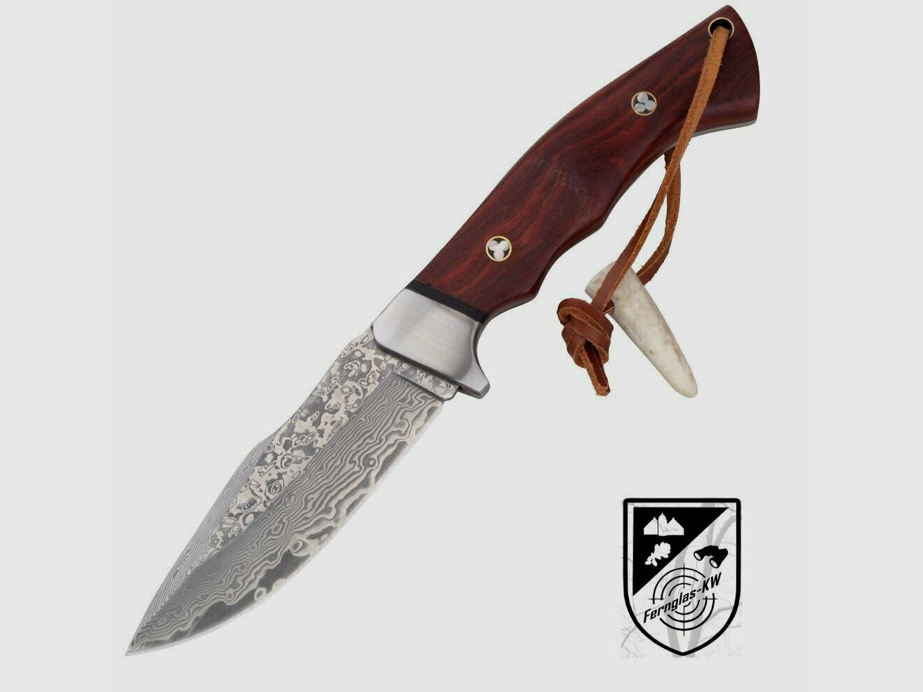 Cuchillo Parforce Damast Rotmilan con funda de cuero