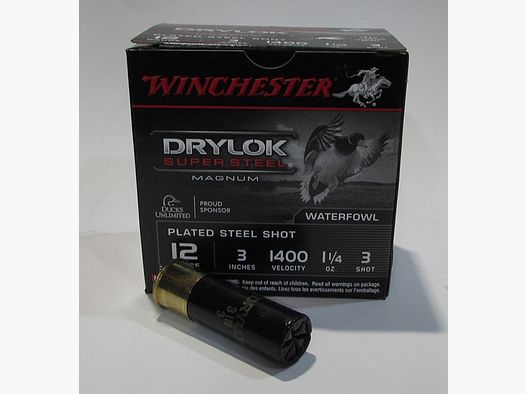 Box of 25 cartridges Winchester STEEL DRYLOK cal 12/76 35 grams steel number 3