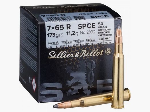 SELLIER & BELLOT RIFLE CARTRIDGES - 7x65R SPCE - 173G - 50 CARTRIDGES