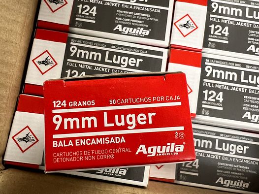 Aguila *500 Stück* Standard 9mm Luger (9x19) FMJ 124 grs Pistolenpatronen