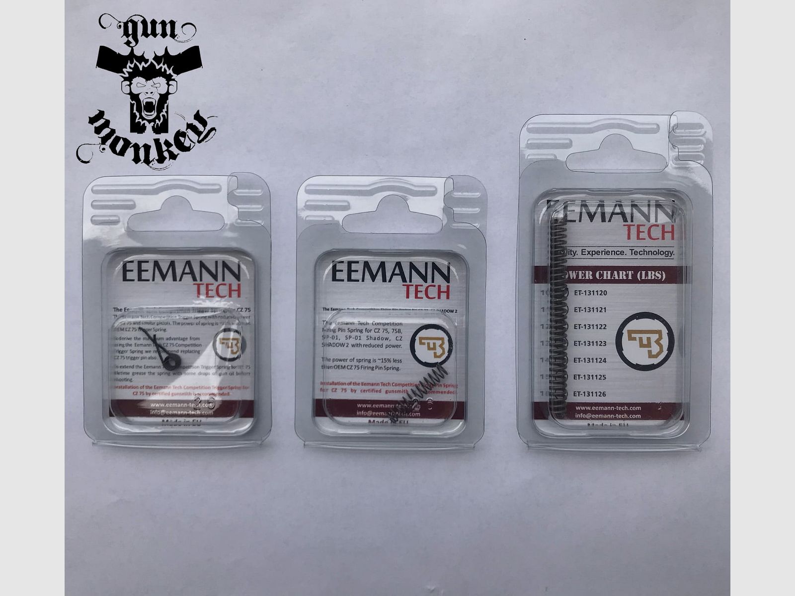 Zestaw trzech sprężyn Eeman Tech (-15% siły) ze sprężyną główną 11 lbs do CZ P-07, P-09, CZ 75/85, CZ 75 SP-01 Shadow, CZ Shadow 2, CZ 75 TS