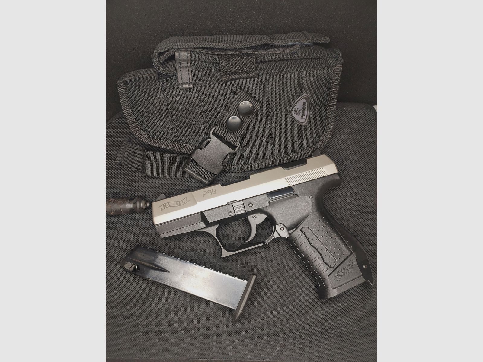 Pistola a salve Walther P99 9mm P.A.K. bicolore (762) con fondina Fidragon