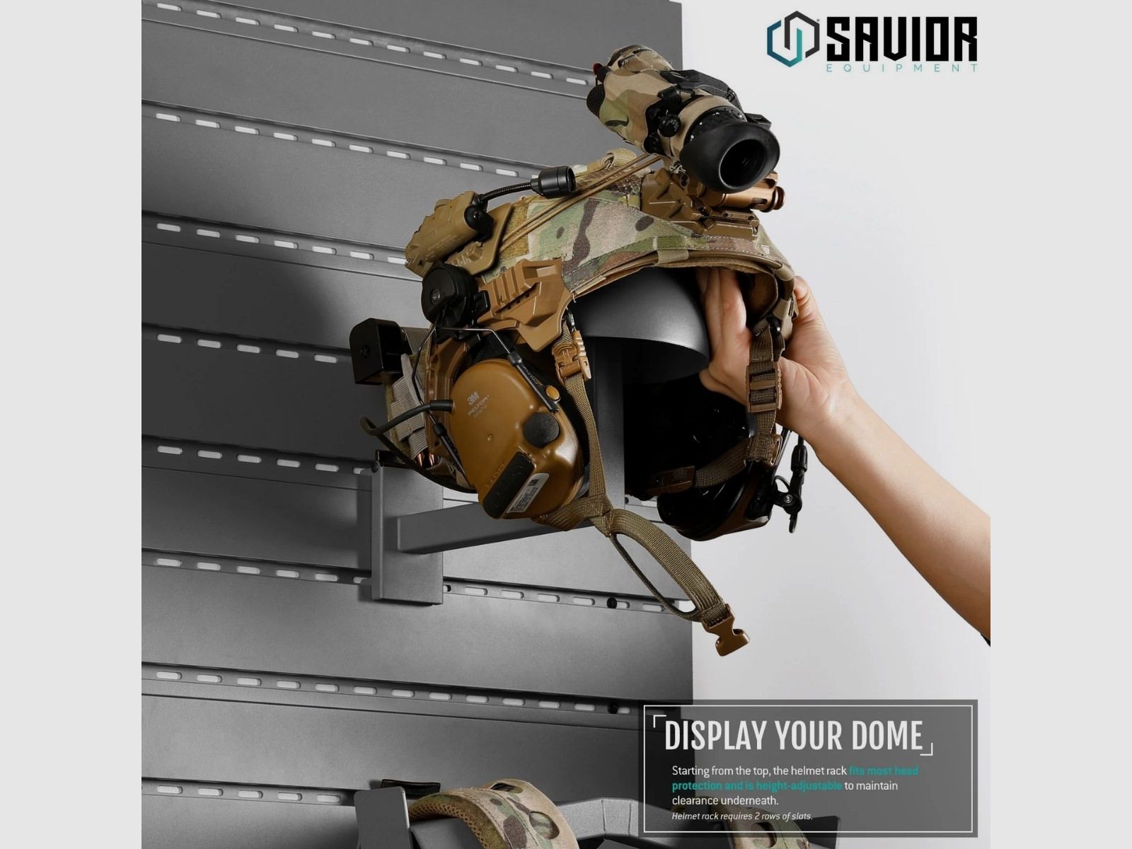 Savior – Helmhalter / Helmhalterung – Wall Rack System – Grau – WRS-ACC-HELM-GS, Bild 3 von 5