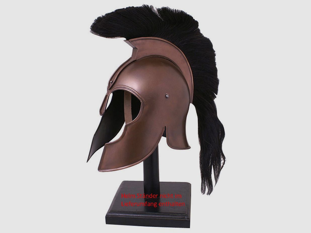 Troja Helm aus Stahlblech mit Helmbusch