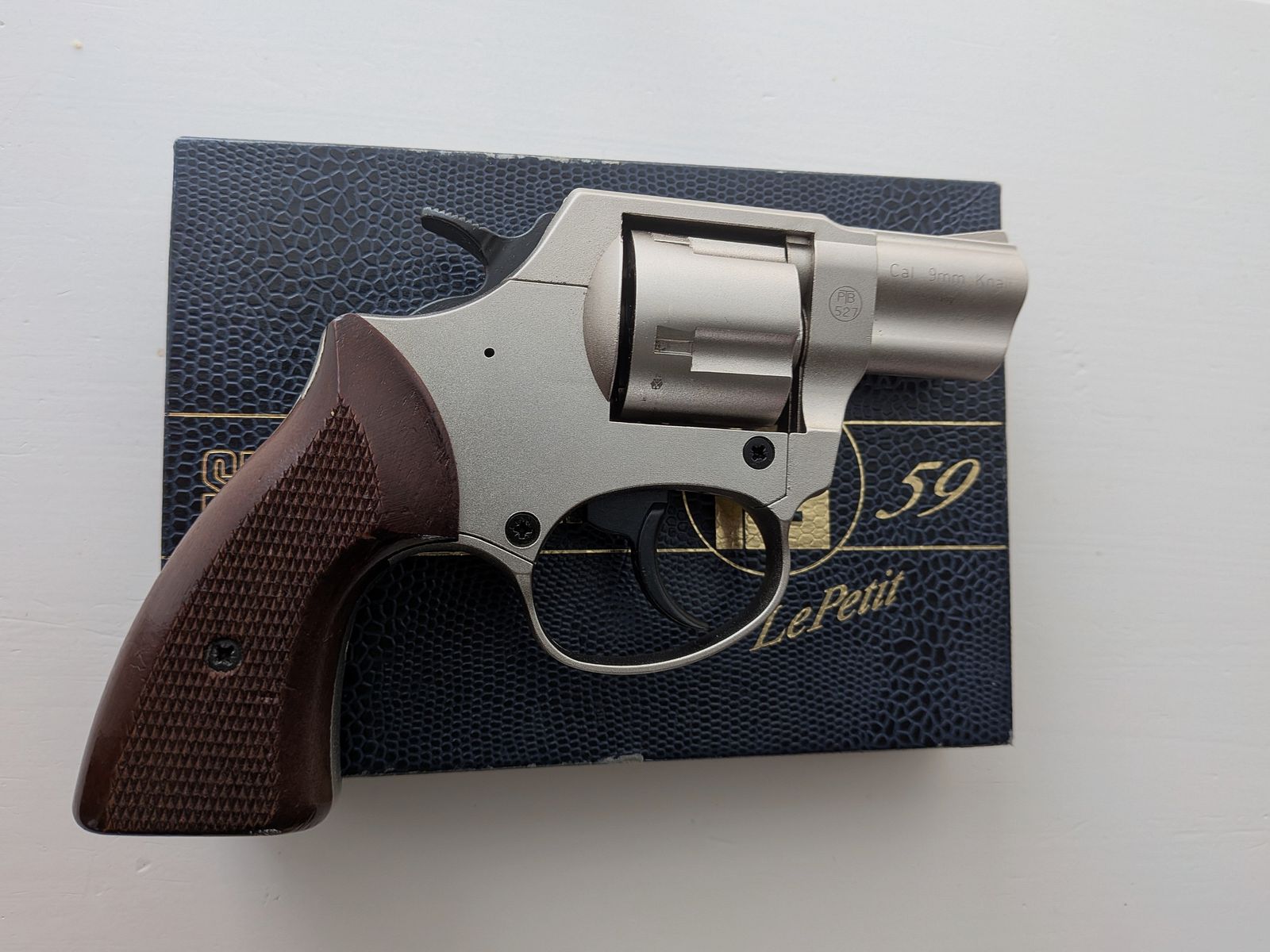 Röhm RG 59 LePetit + Nickel+ oude PTB 527+ houten grip+ 9mm R.K, afbeelding 2 van 8