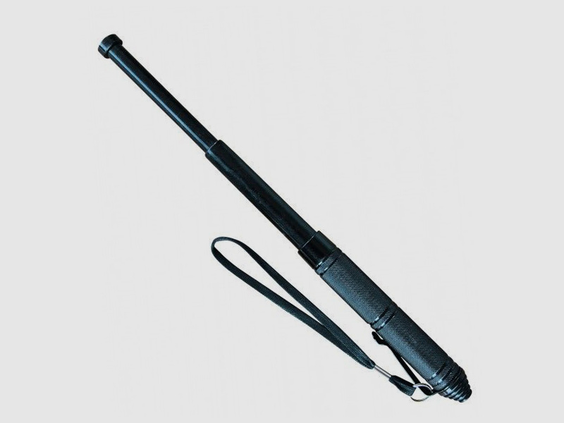 Mini Teleskopschlagstock 13" mit Gürtelclip und Schlaufe - Schwarz