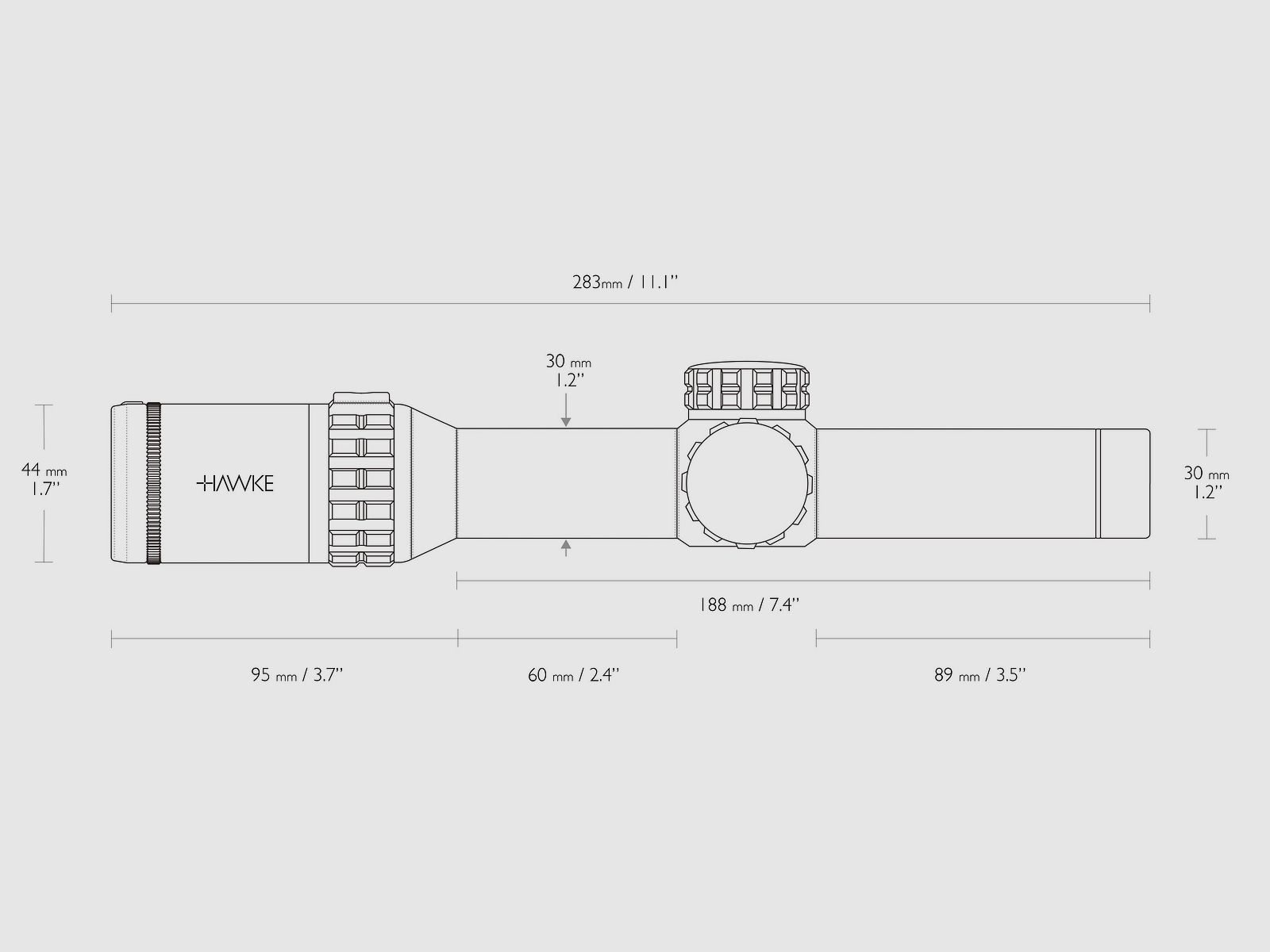 HAWKE 18401 FRONTIER 30 1-6x24 telescopio CIRCLE DOT reticolo MOA