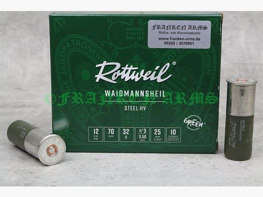 Rottweil Waidmannsheil Steel HV 12/70 3,5mm 10Stück Staffelpreise