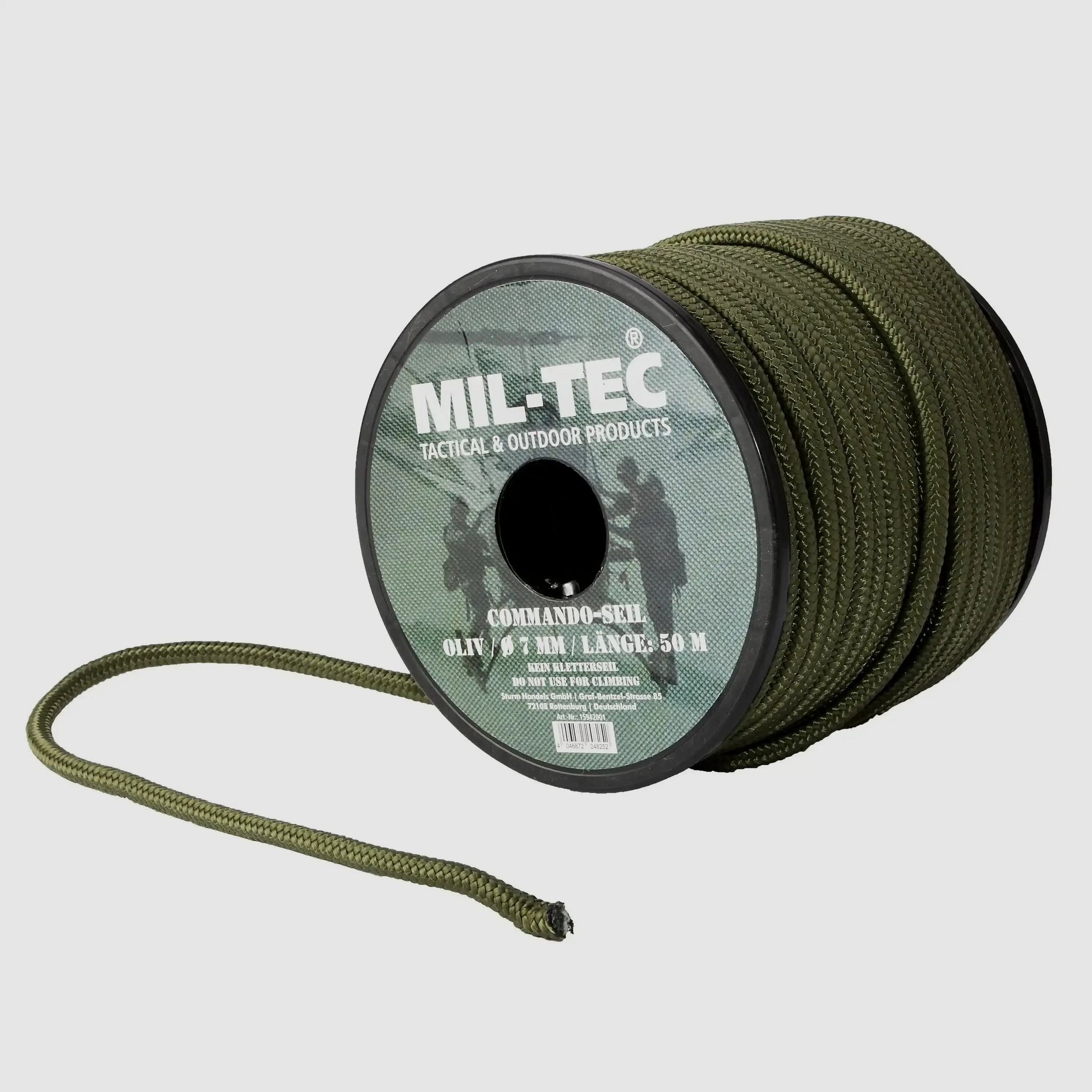 Mil-Tec Corde de Commandement 7 mm, 50 m - Olive