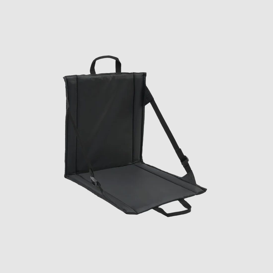 Folding seat with carrying handle + mesh pocket for 2 drink bottles - Black